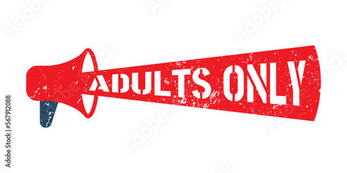 Megaphone adults only. grunge vintage adults only square stamp. adults only stamp.