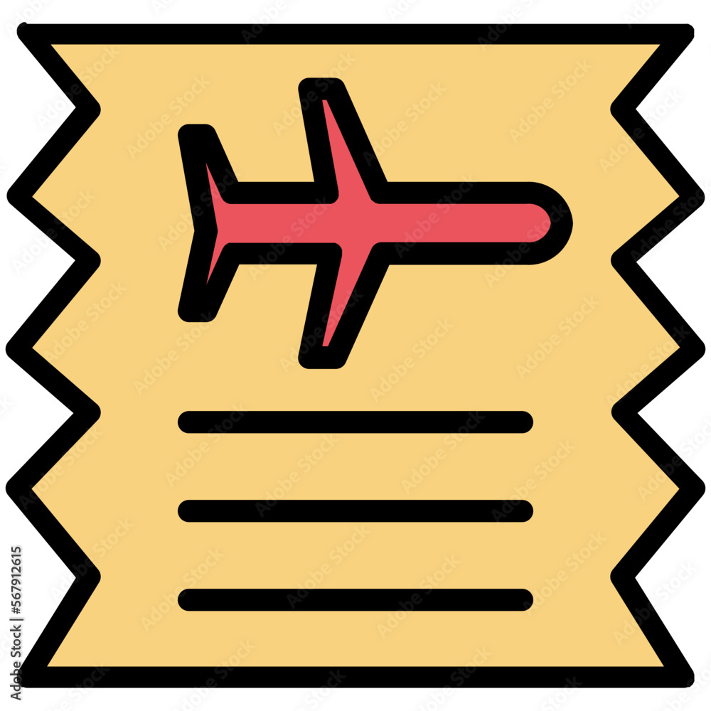 Fototapeta premium Flight ticket filled line icon
