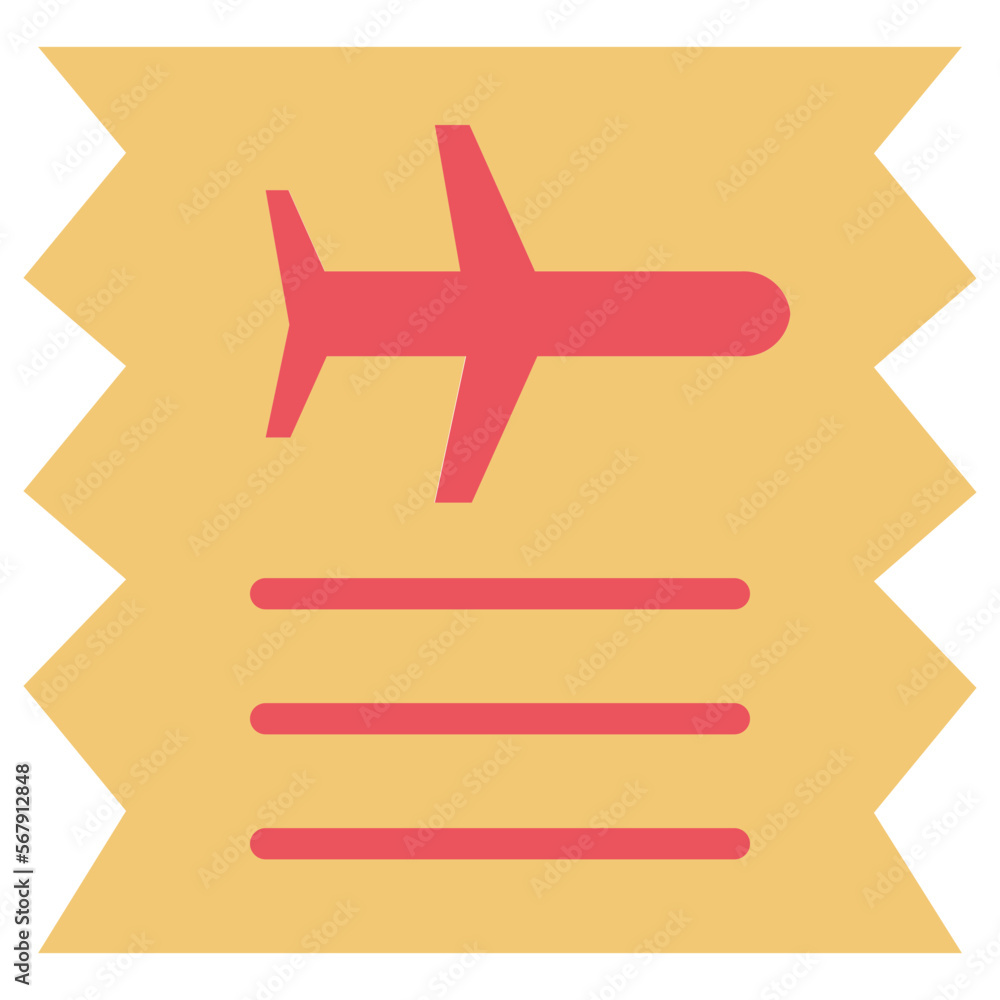 Obraz premium Flight ticket flat icon