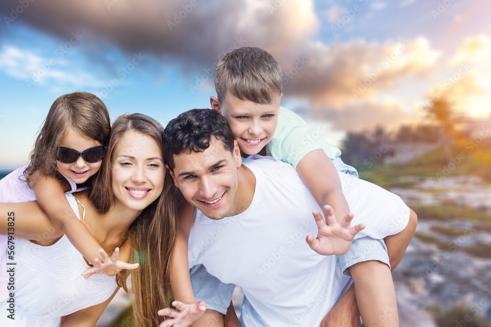 Happy young parents with cute child