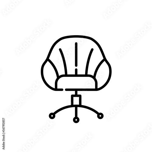 Large sofa swivel chair. Elegant and comfortable workplace furniture. Pixel perfect, editable stroke line icon