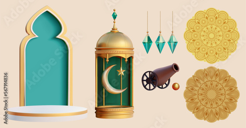 3D Ramadan festive elements set