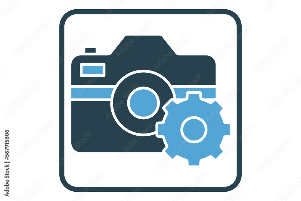 Setting camera icon illustration. icon related to multimedia. Solid icon style. Simple vector design editable Setting camera icon illustration. icon related to multimedia. Solid icon style. Simple vector design editable