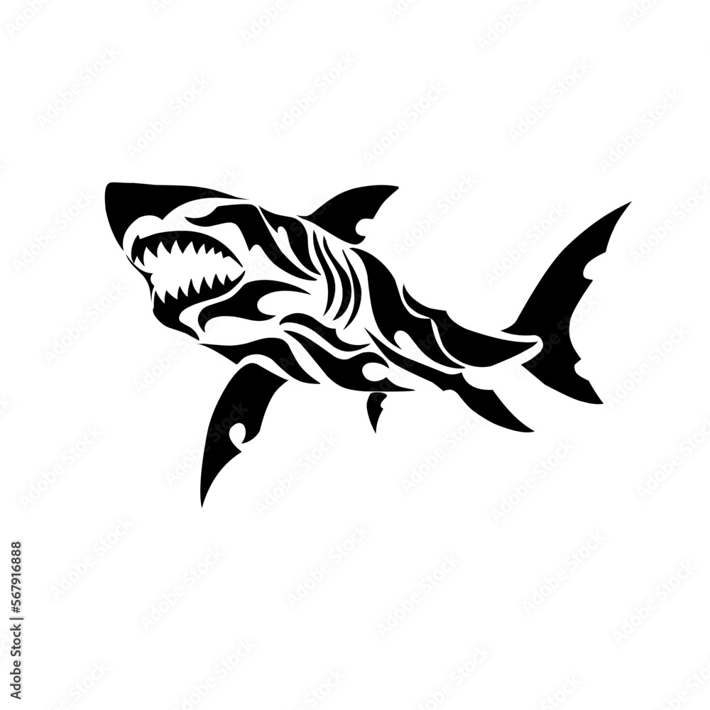 Obraz premium illustration vector graphic of tribal great white shark clipart