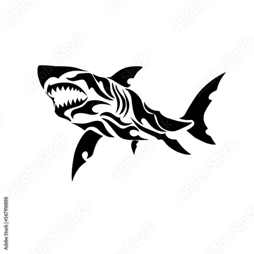 illustration vector graphic of tribal great white shark clipart photo