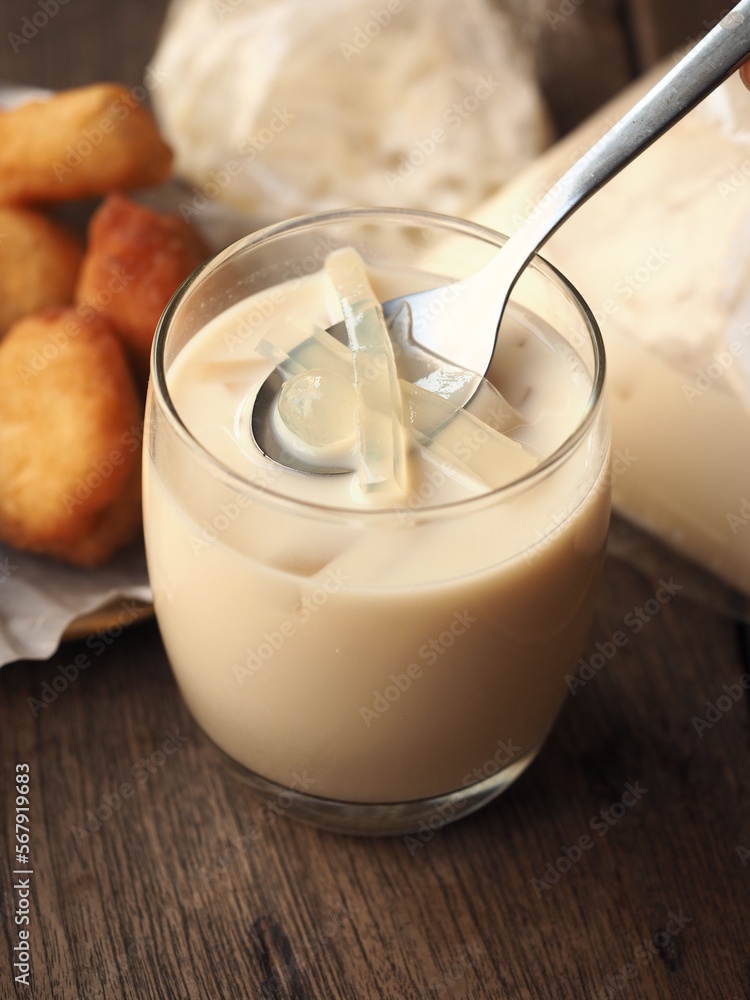 tapioca pearl and jelly in soybean milk tapioca pearl and jelly in soybean milk