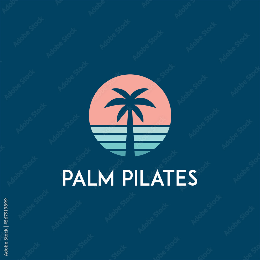 Palm Pilates logo vector template