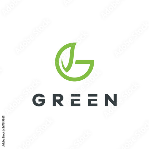Green and initial letter G logo vector template