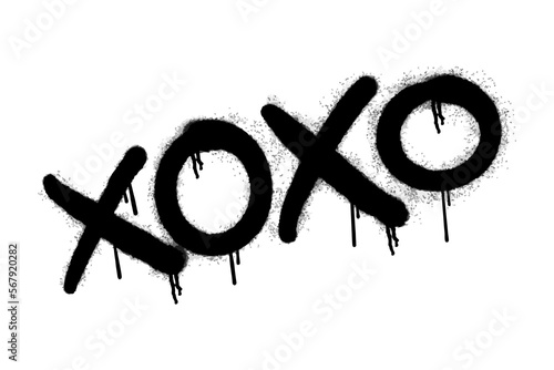 graffiti XOXO sign sprayed in black over white, vector eps 10.