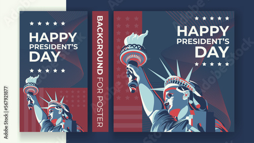 Liberty Statue illustration for President's day banner and posters, vector illustration background