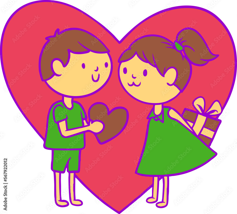Valentine Couple Boy and Girl Illustration Valentine Couple Boy and Girl Illustration