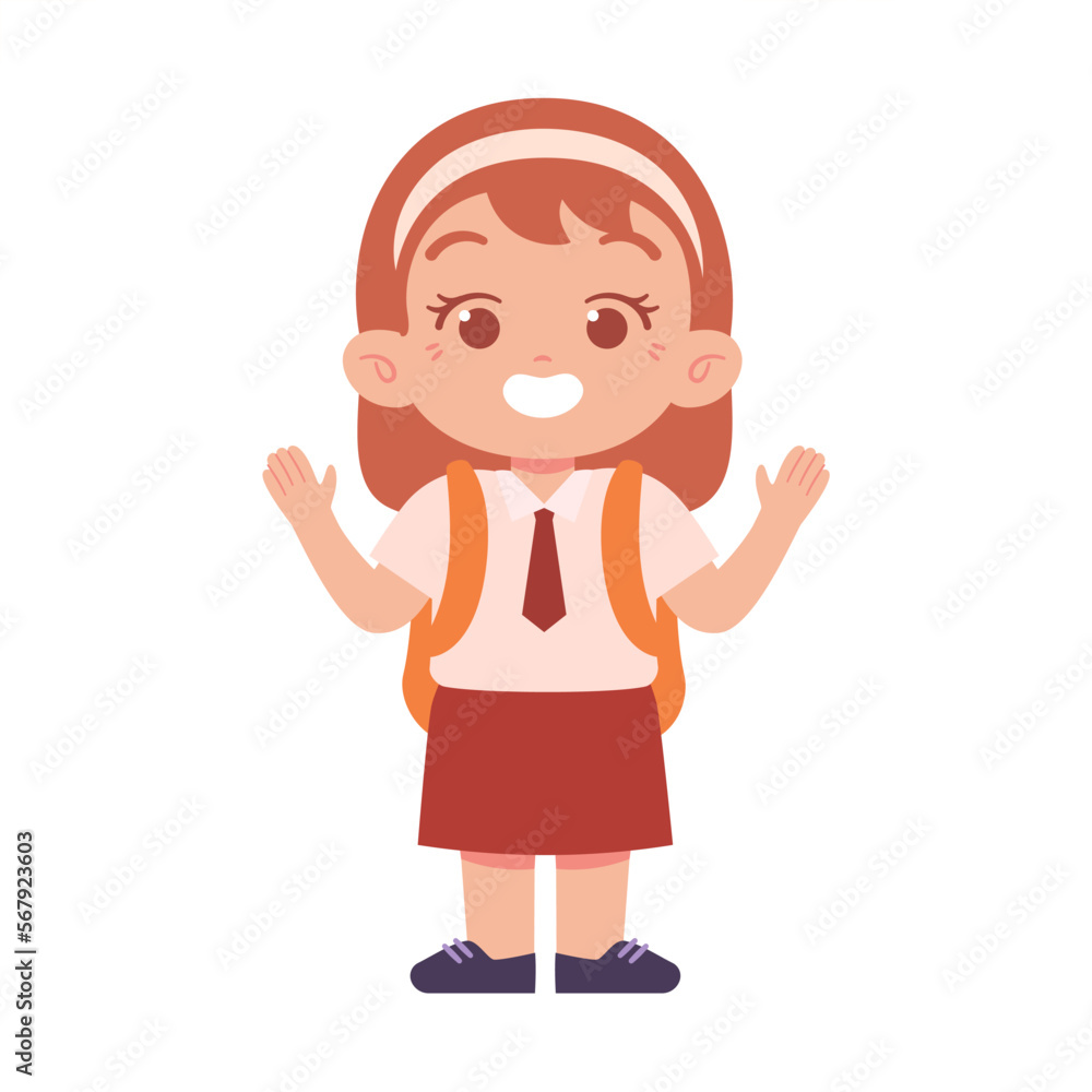 Indonesian Elementary School Girl Kids Wearing Red and White Uniform Illustration Indonesian Elementary School Girl Kids Wearing Red and White Uniform Illustration