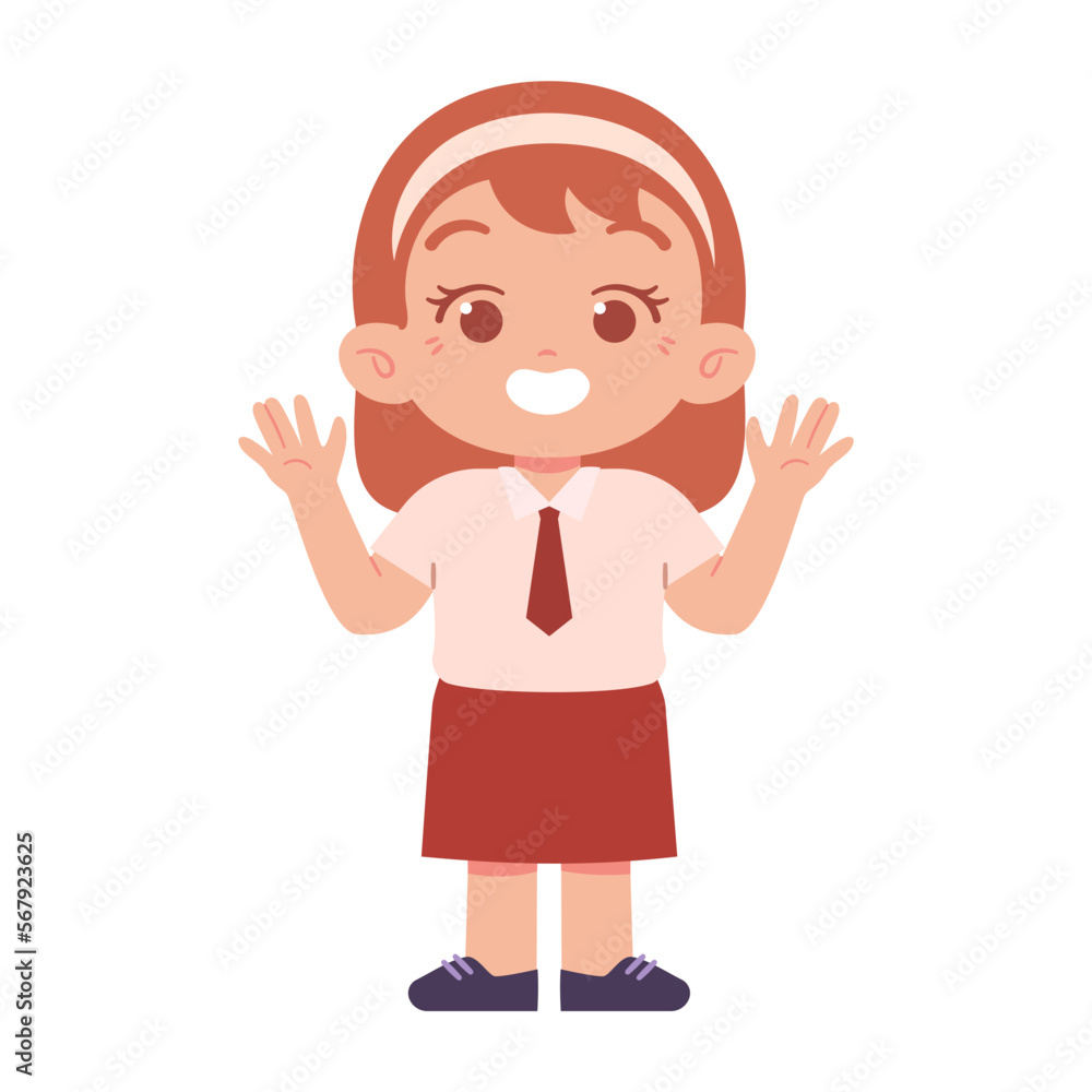 Indonesian Elementary School Girl Kids Wearing Red and White Uniform Illustration Indonesian Elementary School Girl Kids Wearing Red and White Uniform Illustration
