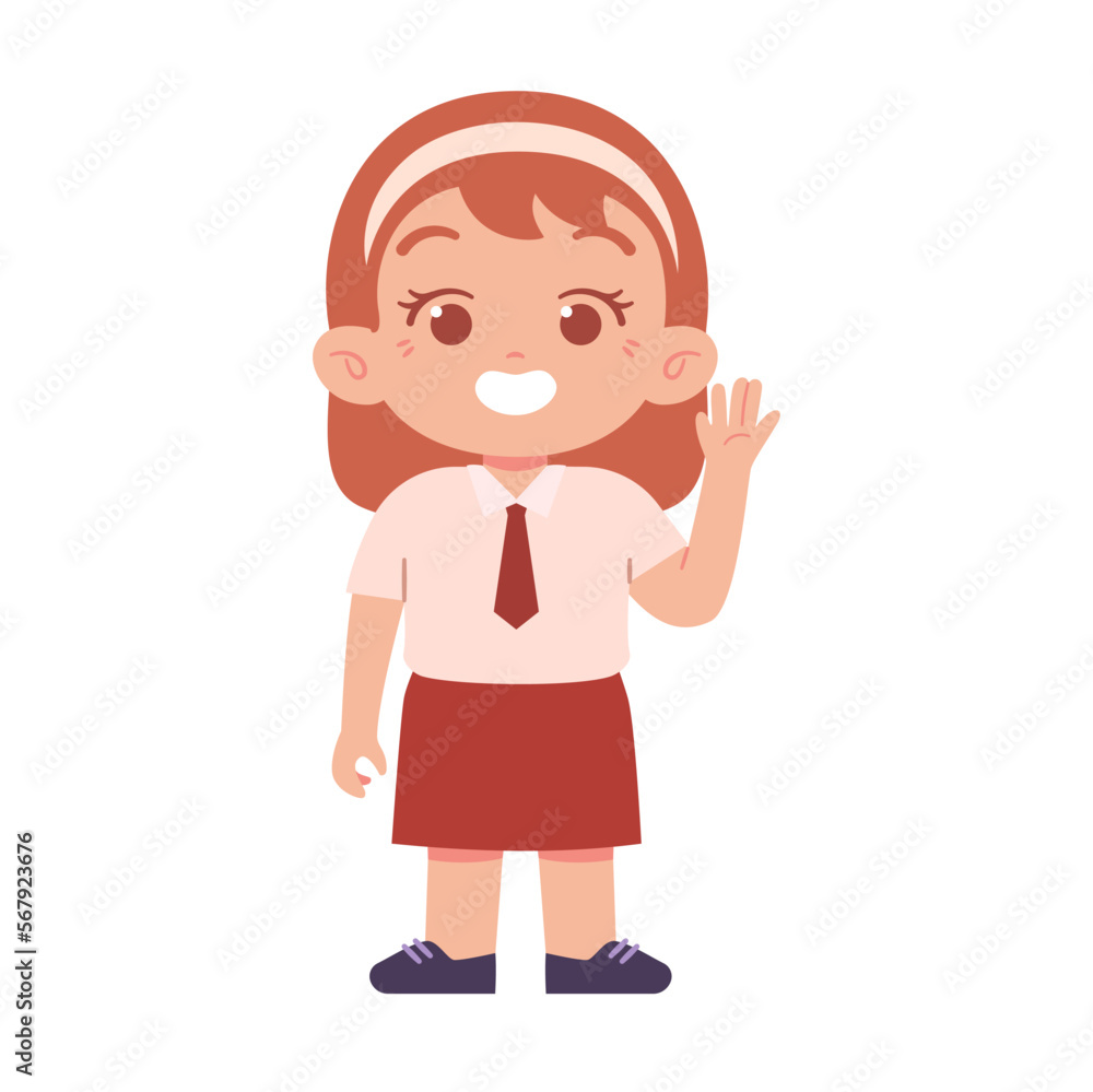 Indonesian Elementary School Girl Kids Wearing Red and White Uniform Illustration Indonesian Elementary School Girl Kids Wearing Red and White Uniform Illustration