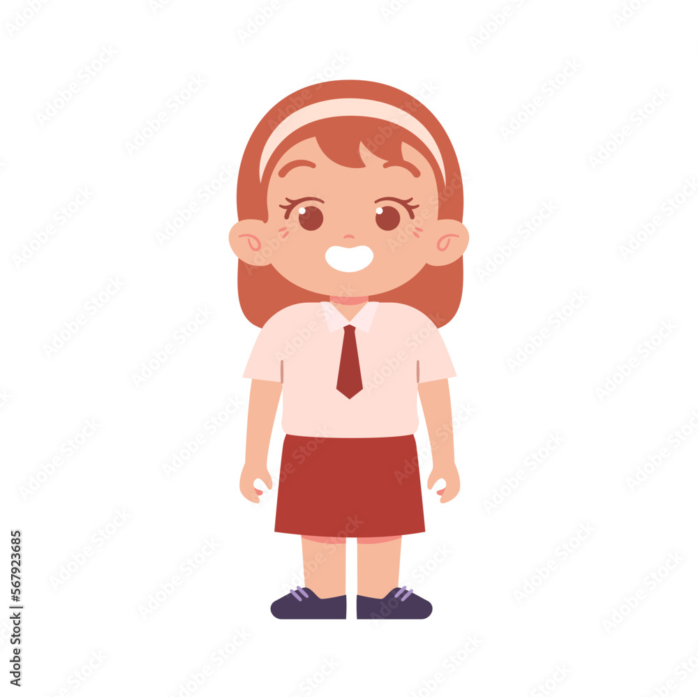 Indonesian Elementary School Girl Kids Wearing Red and White Uniform Illustration Indonesian Elementary School Girl Kids Wearing Red and White Uniform Illustration