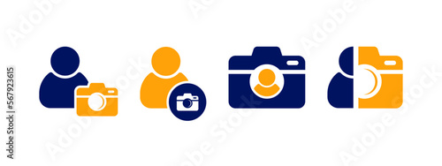 Photographer icon on white background. People with camera in flat style concept.