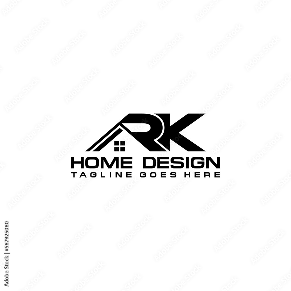 R K initial home or real estate logo vector design black and white ...