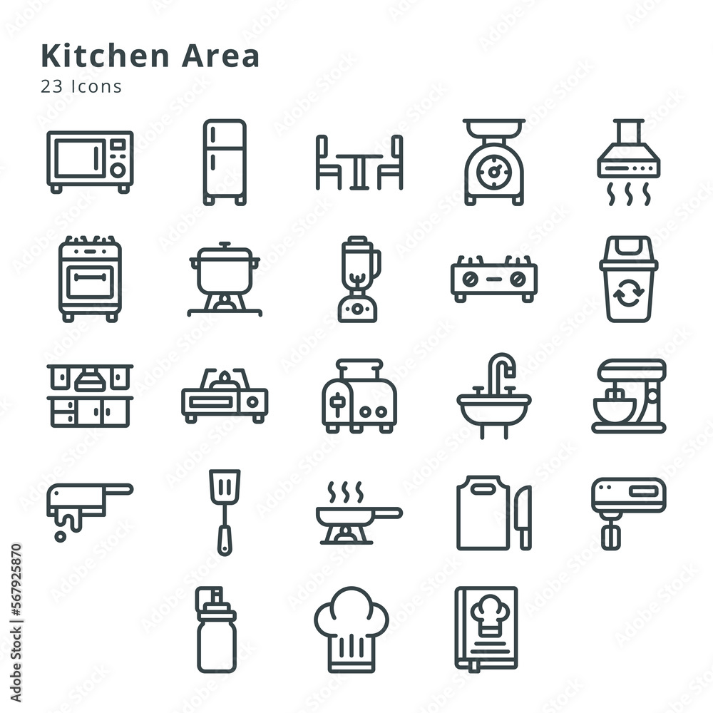 23 icons on kitchen area 23 icons on kitchen area