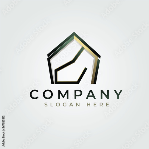 Simple modern minimalist Real estate home building Abstract logo Design