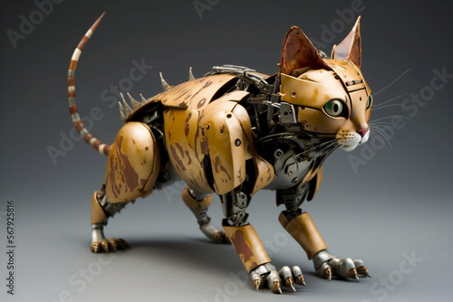 Medjeeny the Cat Robot: Advanced, Agile, and Flexible for Urban Exploration and Navigation, destroyed city. photo