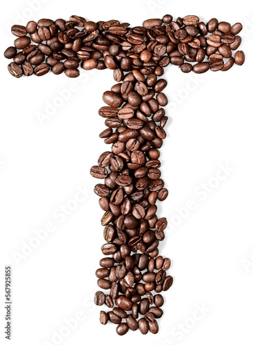 Alphabet letter of Brazilian black coffee beans
