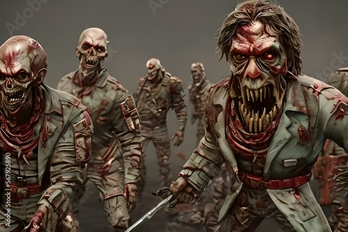 Group of walking dead zombies © Gokul