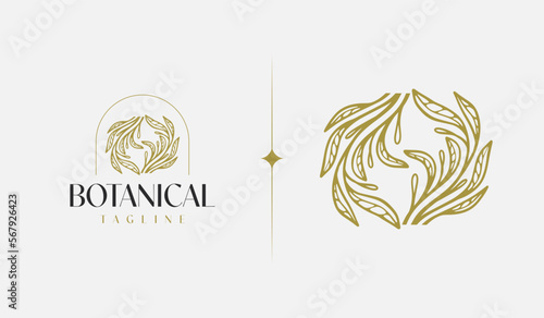 Leaf Flower Tree monoline. Universal creative premium symbol. Vector sign icon logo template. Vector illustration