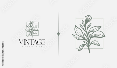 Leaf Flower Tree monoline. Universal creative premium symbol. Vector sign icon logo template. Vector illustration
