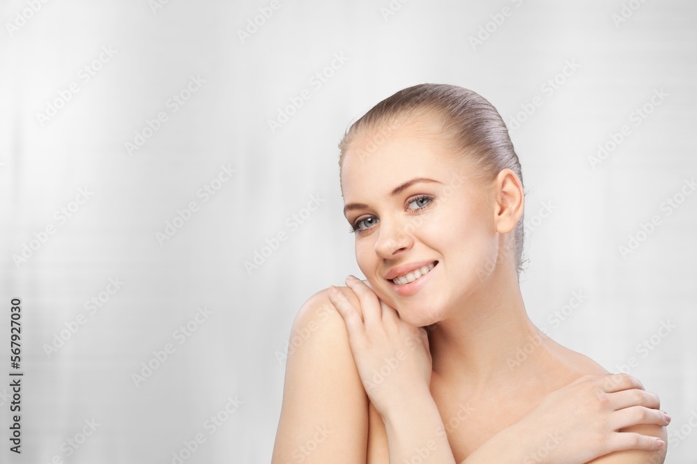Happy young woman after facial treatment. Happy young woman after facial treatment.