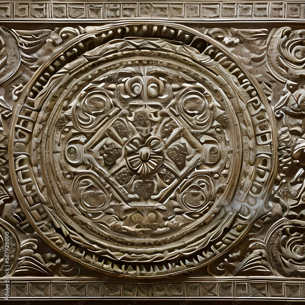 Obraz premium Circular ornate relief stone trim