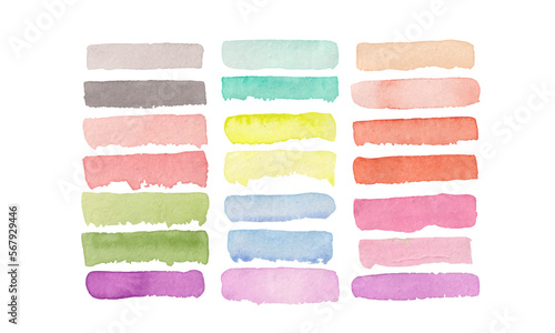 Watercolor multicolor brush strokes set	
