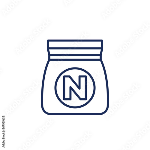nitrogen fertilizer in a bag line icon