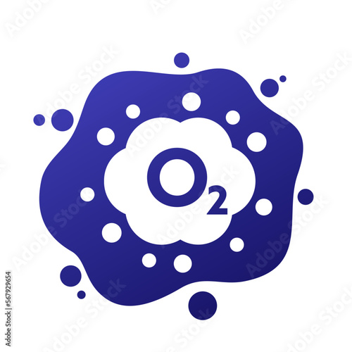 oxygen gas, O2 icon with a cloud