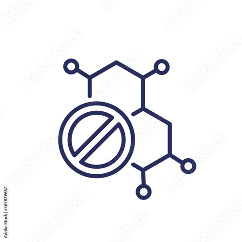 no hormones line icon on white