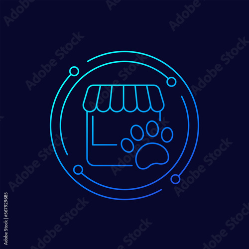 pet store or shop icon, linear design