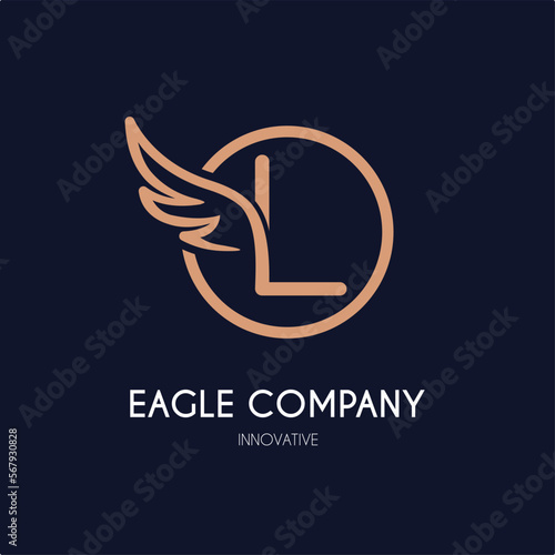 Simple Modern Initial L Letter with Wing Icon in Line art style Logo Idea Template for Cosmetic, Beauty, Jewelry, Accessories, and Craft Business Logo