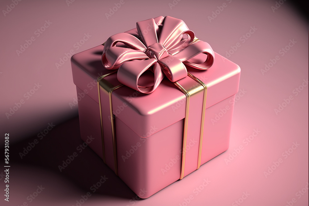 Obraz premium Gift Box with Pink Ribbon IA