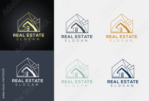 Simple Luxury Modern Minimalist Real Estate home  logo design