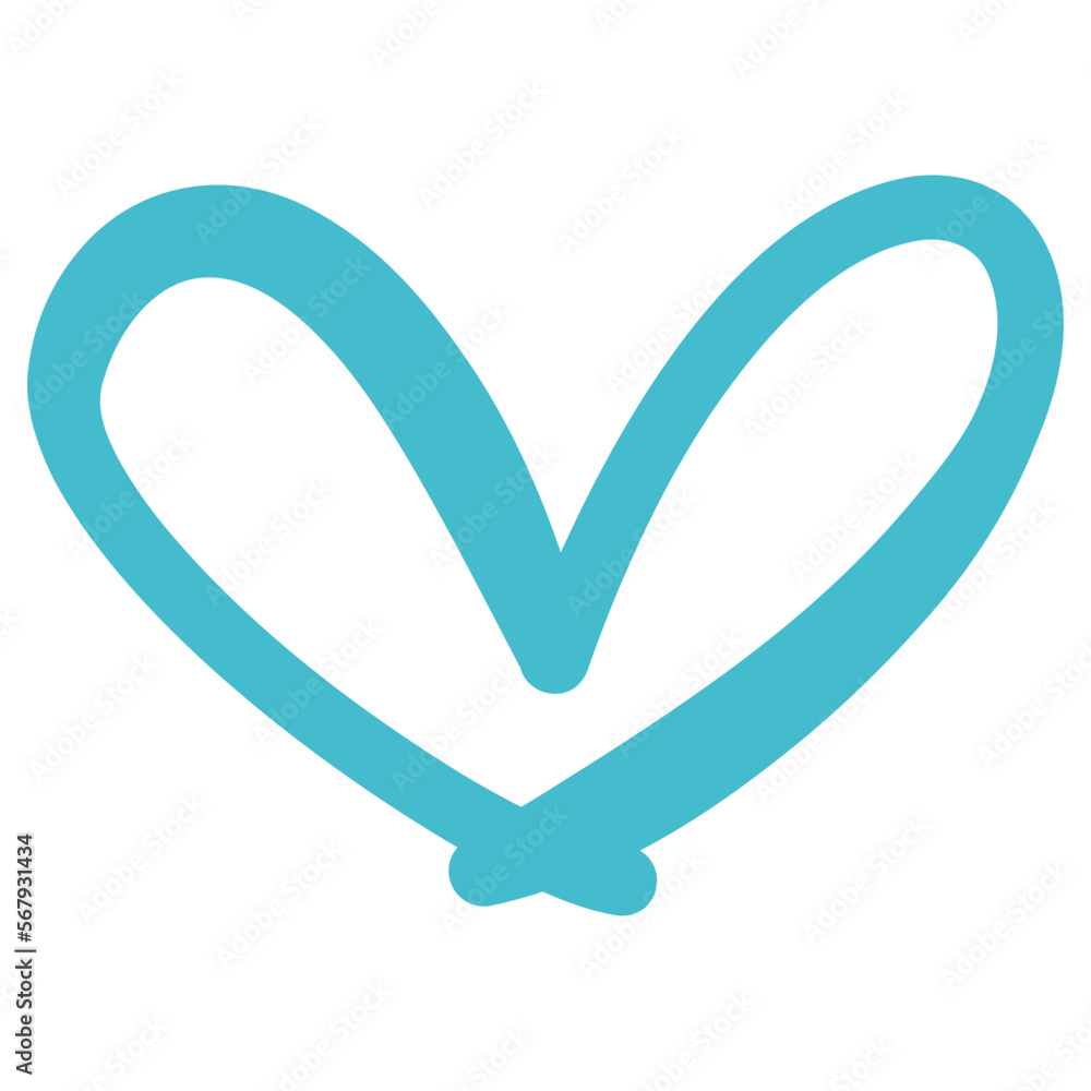 Blue heart icon, Vector hand drawn illustration. Blue heart icon, Vector hand drawn illustration.