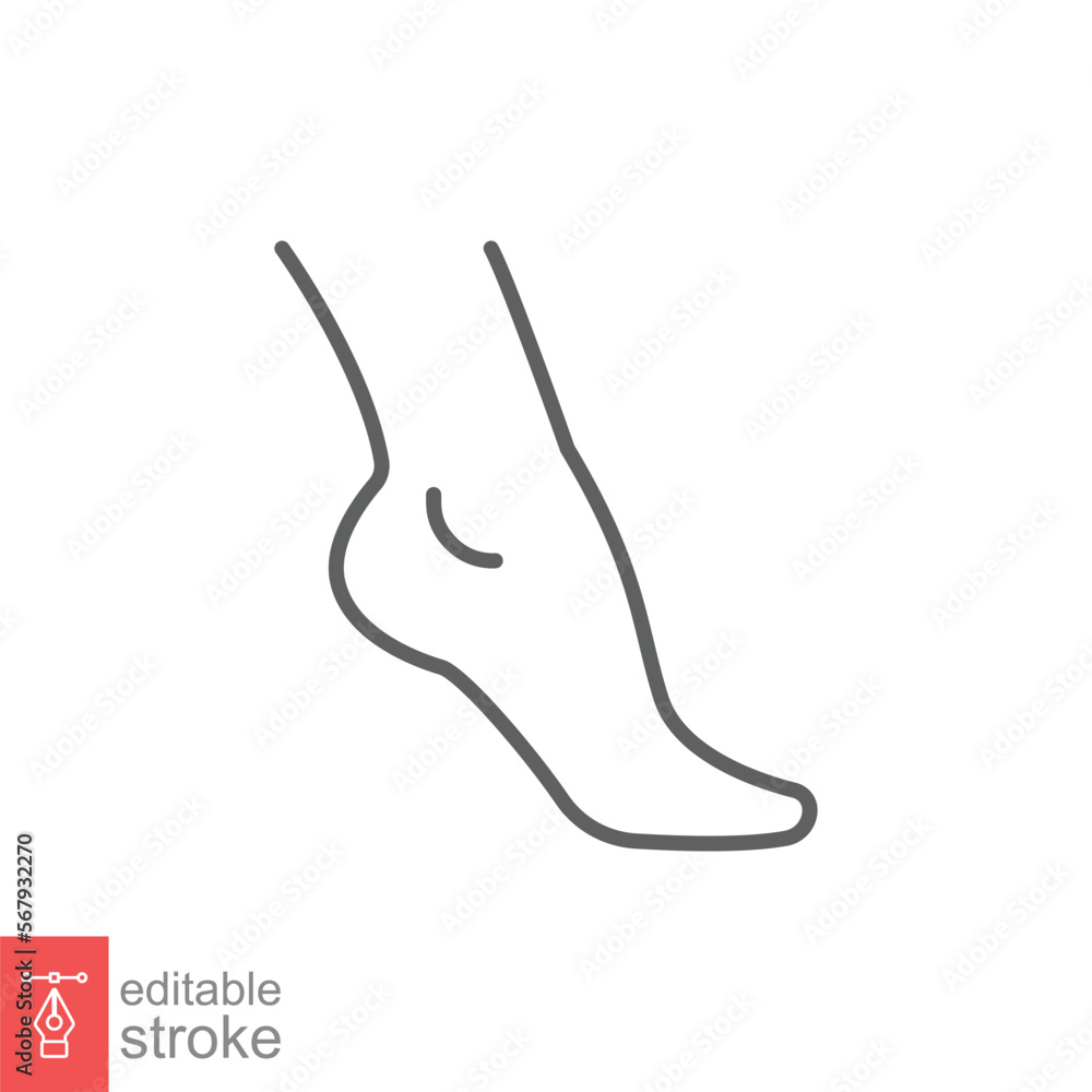 Foot, ankle line icon. Outline style can be used for web, mobile, ui. Pain, hip, ortho, anatomy, body, care concept. Vector logo illustration isolated on white background. Editable stroke EPS 10. Foot, ankle line icon. Outline style can be used for web, mobile, ui. Pain, hip, ortho, anatomy, body, care concept. Vector logo illustration isolated on white background. Editable stroke EPS 10.