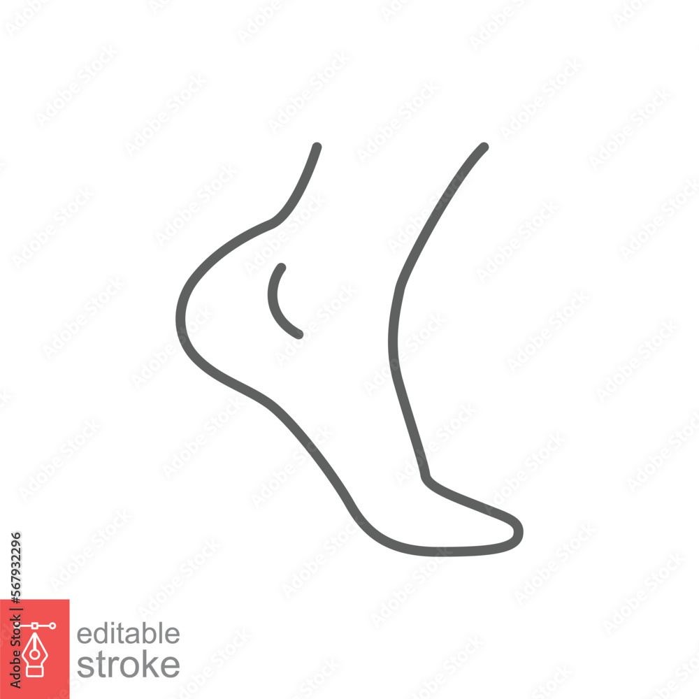 Foot, ankle line icon. Outline style can be used for web, mobile, ui. Pain, hip, ortho, anatomy, body, care concept. Vector logo illustration isolated on white background. Editable stroke EPS 10. Foot, ankle line icon. Outline style can be used for web, mobile, ui. Pain, hip, ortho, anatomy, body, care concept. Vector logo illustration isolated on white background. Editable stroke EPS 10.