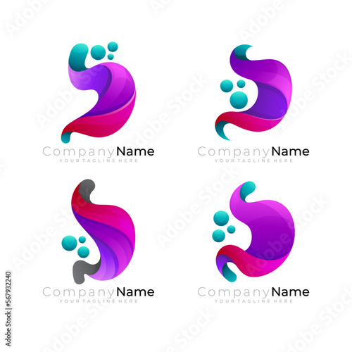 Stomach logo with 3d colorful, medical icon vector