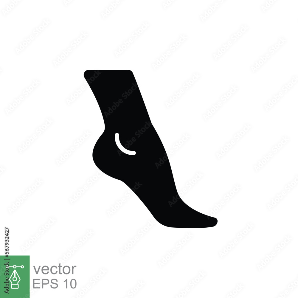 Foot, ankle glyph icon. Solid style can be used for web, mobile, ui. Pain, hip, ortho, anatomy, body, care concept. Vector logo illustration isolated on white background. EPS 10. Foot, ankle glyph icon. Solid style can be used for web, mobile, ui. Pain, hip, ortho, anatomy, body, care concept. Vector logo illustration isolated on white background. EPS 10.