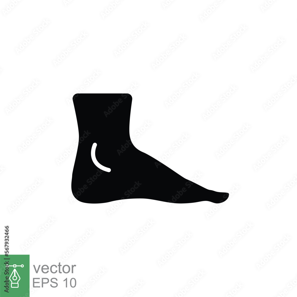 Foot, ankle glyph icon. Solid style can be used for web, mobile, ui. Pain, hip, ortho, anatomy, body, care concept. Vector logo illustration isolated on white background. EPS 10. Foot, ankle glyph icon. Solid style can be used for web, mobile, ui. Pain, hip, ortho, anatomy, body, care concept. Vector logo illustration isolated on white background. EPS 10.