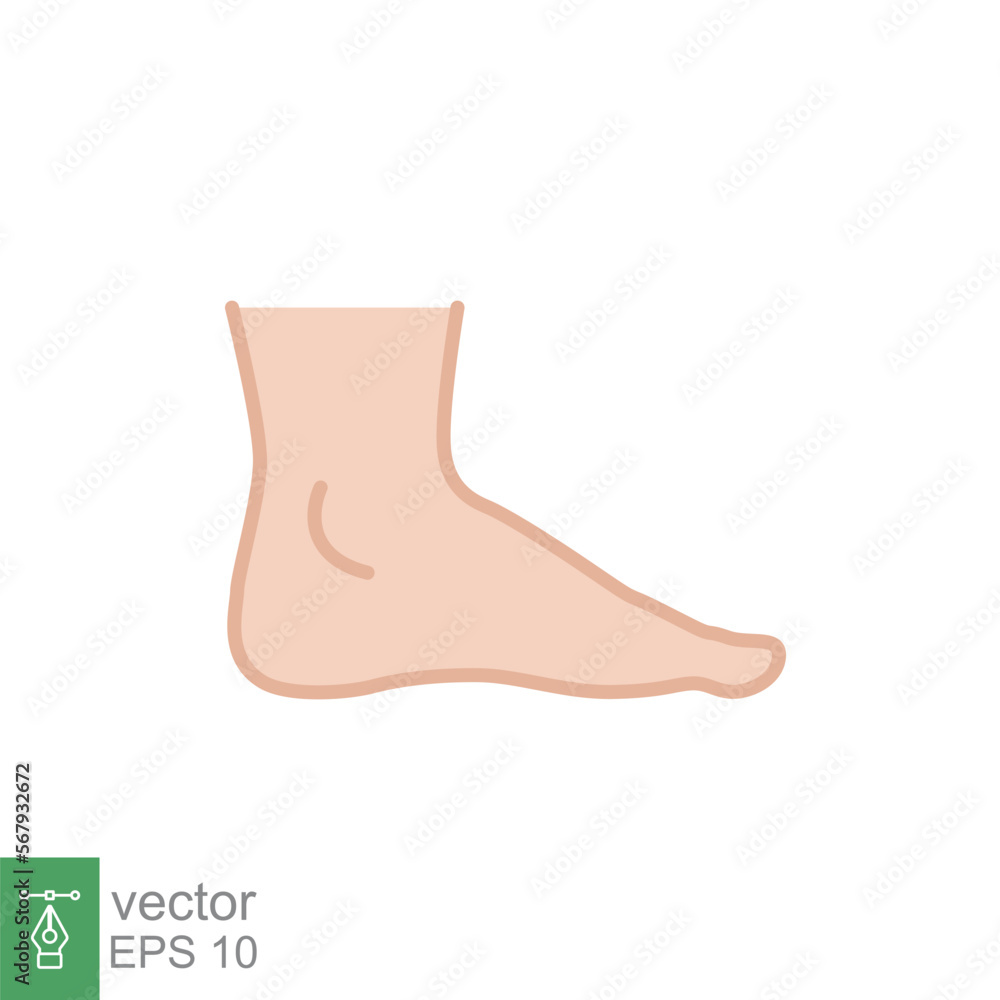 Foot, ankle coloured icon. Filled outline style can be used for web, mobile, ui. Pain, hip, ortho, anatomy, body, care concept. Vector logo illustration isolated on white background. EPS 10. Foot, ankle coloured icon. Filled outline style can be used for web, mobile, ui. Pain, hip, ortho, anatomy, body, care concept. Vector logo illustration isolated on white background. EPS 10.