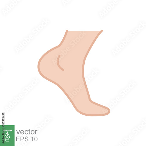 Foot, ankle coloured icon. Filled outline style can be used for web, mobile, ui. Pain, hip, ortho, anatomy, body, care concept. Vector logo illustration isolated on white background. EPS 10.