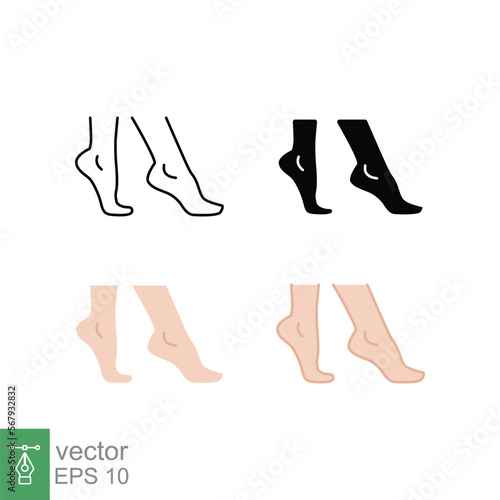 Foot, ankle icon in different style. Set of ankle sign vector icons designed in filled outline, line, glyph and solid style. Vector illustration isolated on white background. EPS 10.
