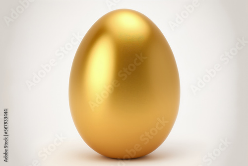 One single golden egg on a white background. Generative AI