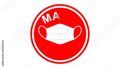 Animated mask required healthcare red symbol on white background