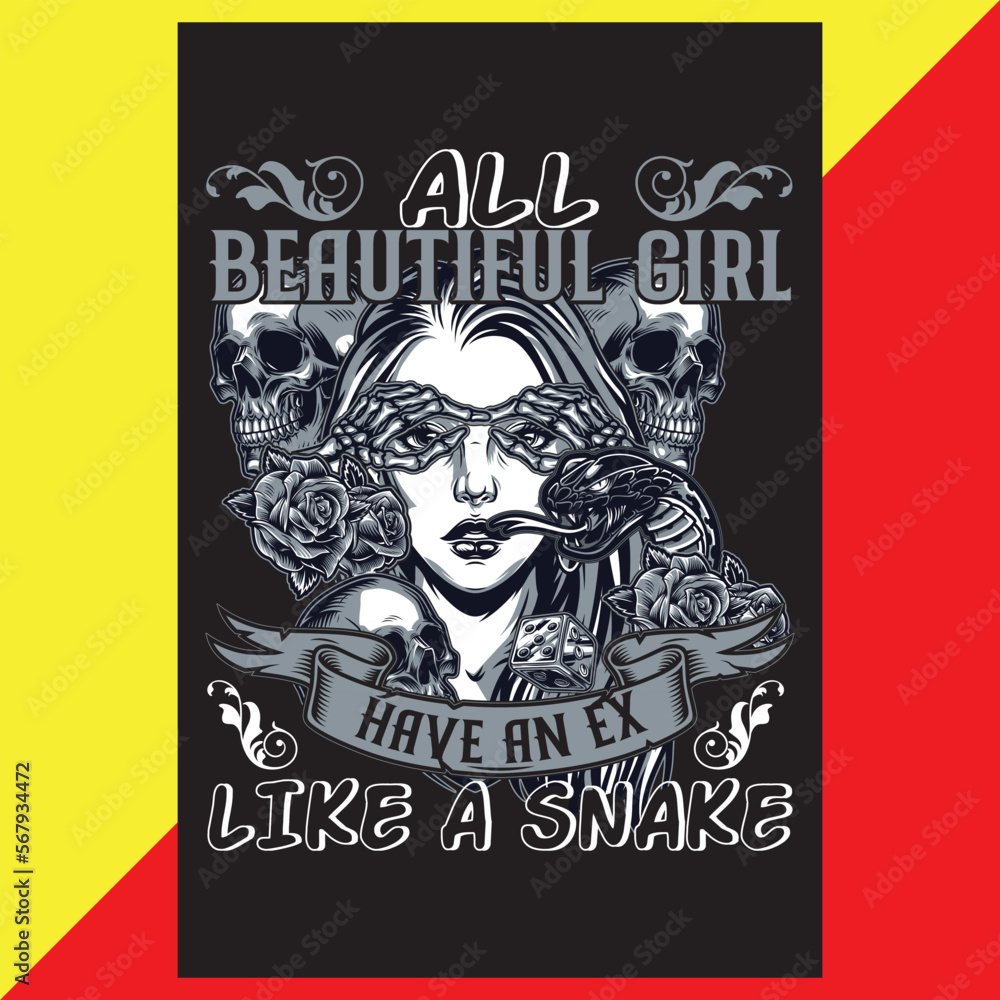 All beautiful girls have an ex-like snake t-shirt design. All beautiful girls have an ex-like snake t-shirt design.
